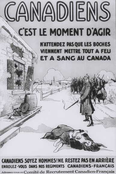 Affiche de recrutement destinée à convaincre les francophones. 