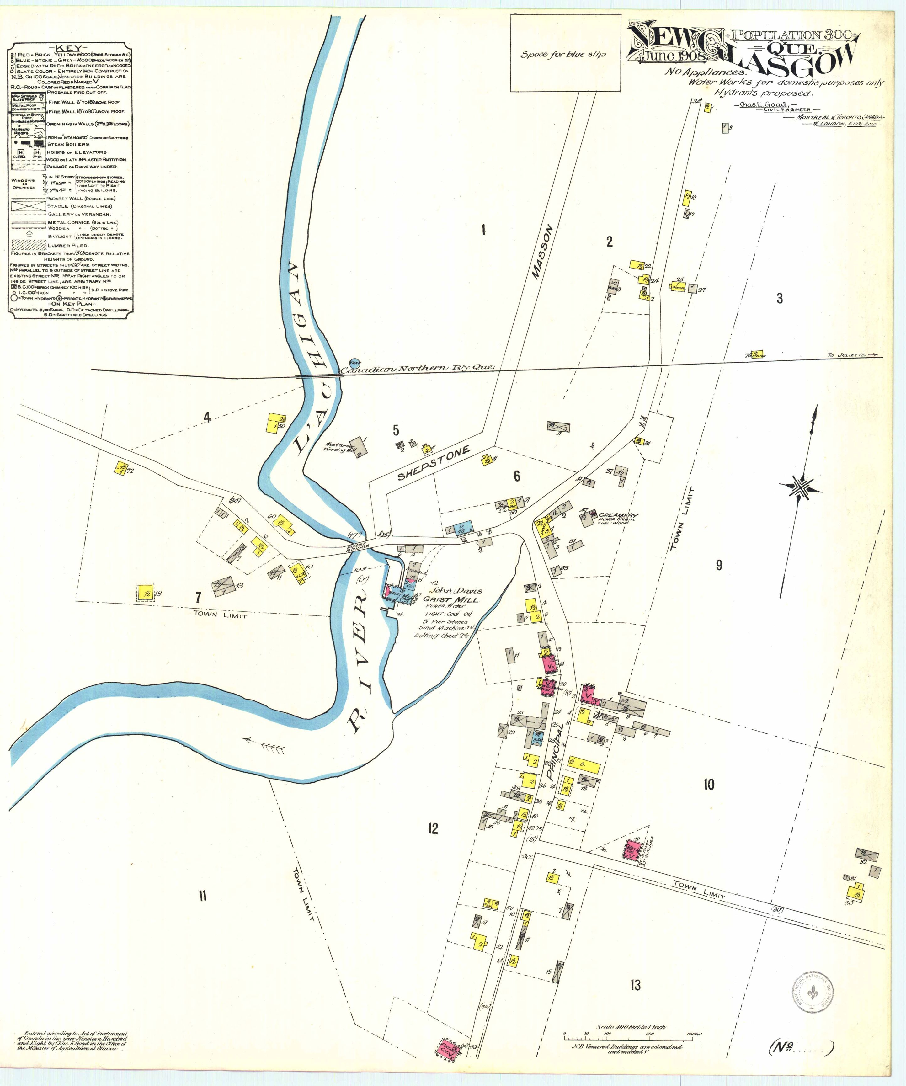Carte géographique détaillée du village de New Glasgow